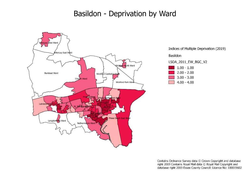 Basildon Deprivation by ward