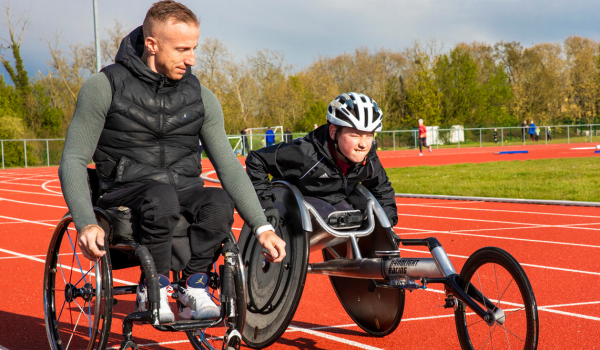 Coach and Participant at Wheelchair Athletics